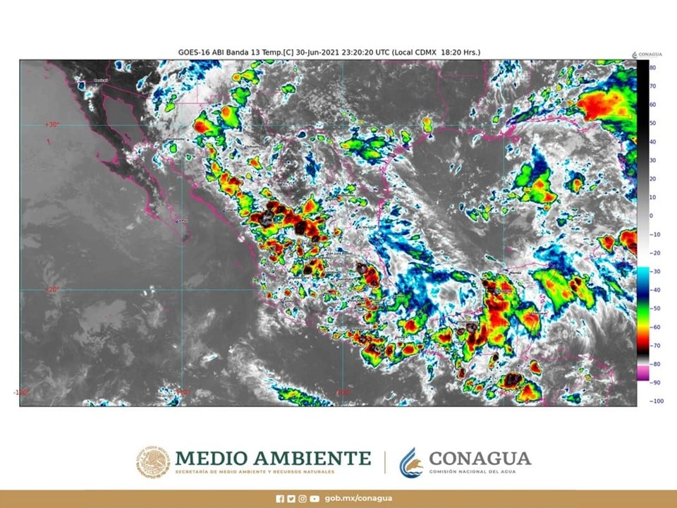 Lluvias intensas para Chiapas, Guerrero, Hidalgo, Oaxaca, Puebla, San Luis Potosí, Tabasco y Veracruz. CONAGUA