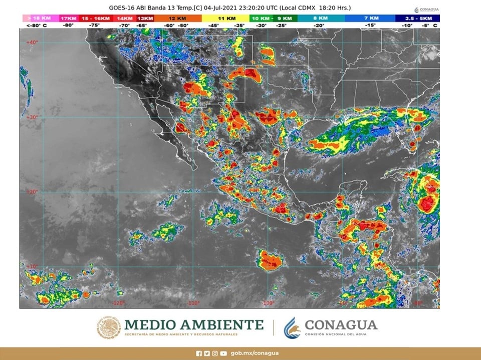 Esta noche continúan lluvias intensas en Sinaloa y Sonora. CONAGUA