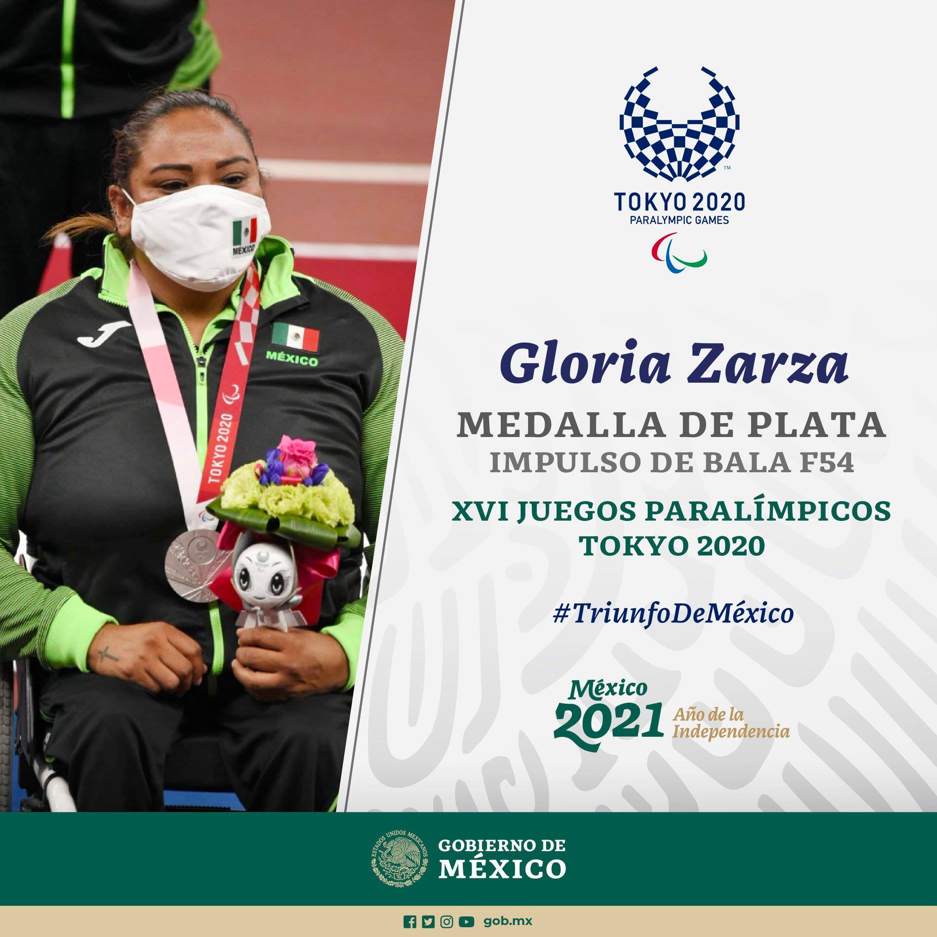 Gloria Zarza, medalla de plata en Impulso de Bala F54 Tokyo 2020!