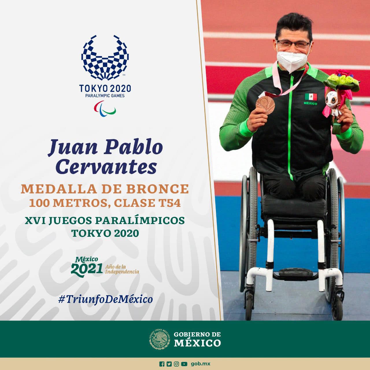 Juan Pablo Cervantes  medalla de bronce en 100 metros