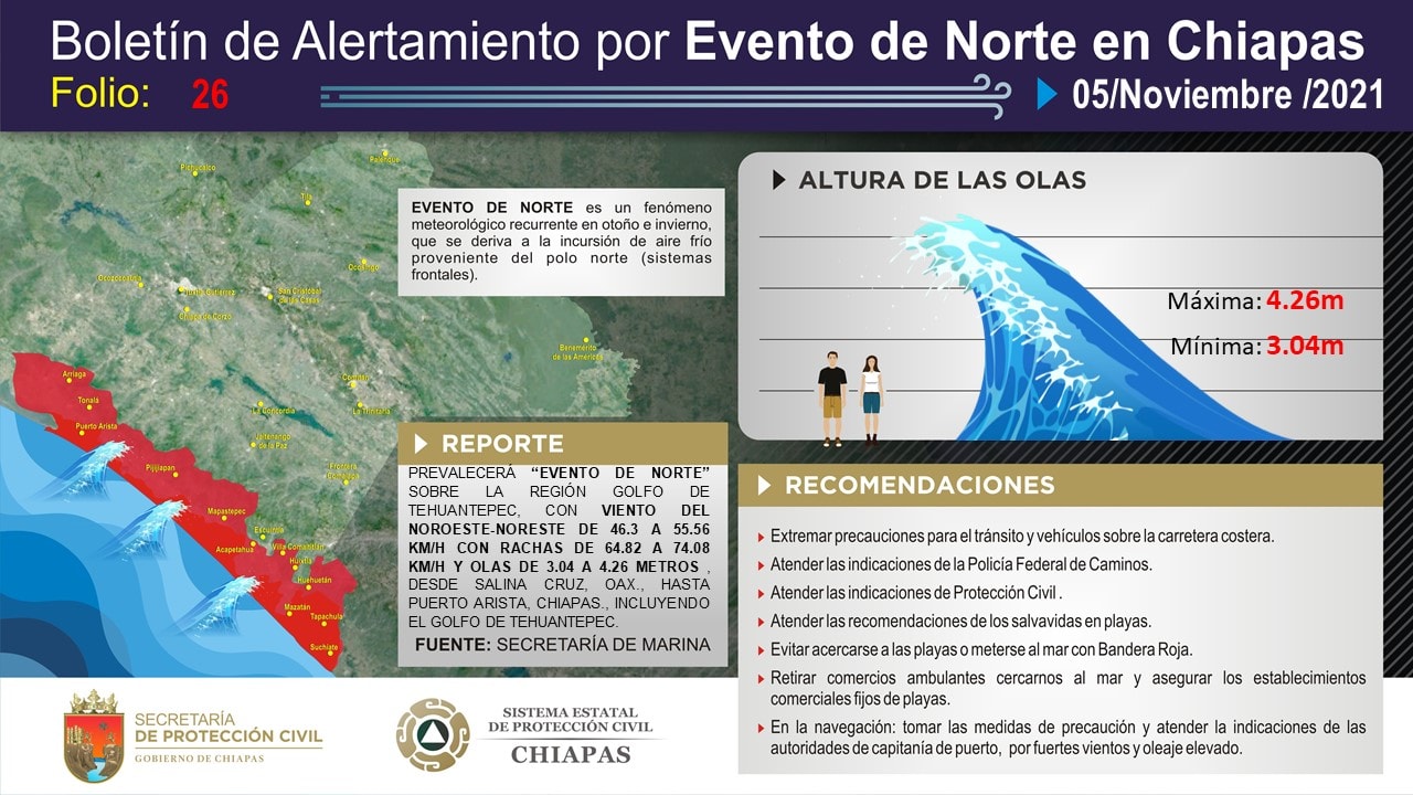 Evento de Norte en el estado de Chiapas