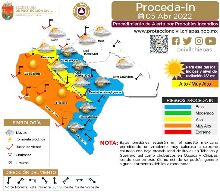 Procedimiento Estatal de Aleta por Probables Incendios en Chiapas