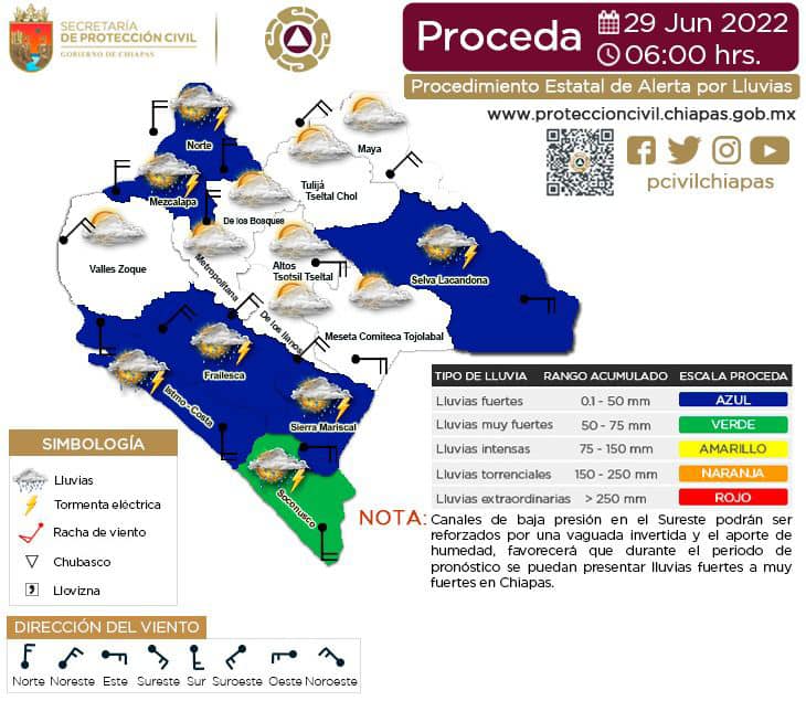 Procedimiento Estatal de Alerta por Probables Lluvias en Chiapas