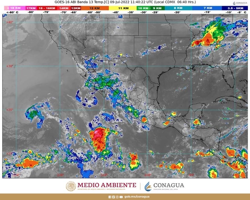 Se pronostican lluvias muy fuertes para este sábado en el occidente, sur y sureste de México.