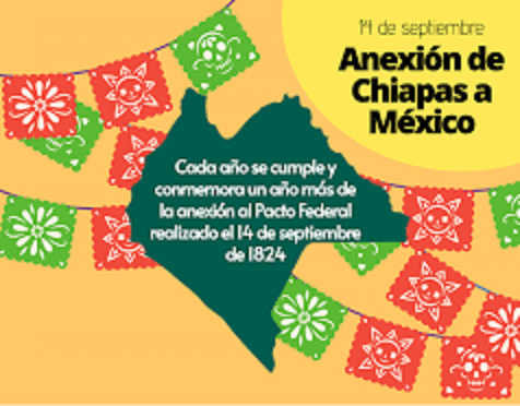 14 de septiembre se conmemora la anexión de Chiapas a México