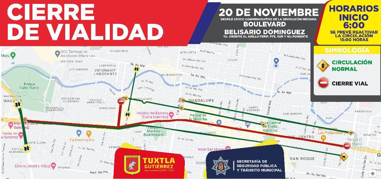 Cortes a la circulación por el desfile cívico del próximo 20 de noviembre en TGZ. SSPyTM