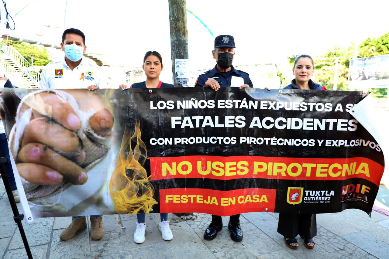 DIF Tuxtla inició la campaña “No compres, ni uses pirotecnia en fiestas decembrinas”