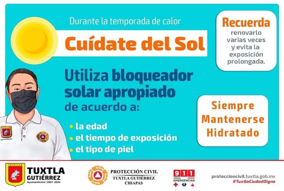 Recomendaciones para evitar daños por exposición solar. Ayuntamiento de TGZ