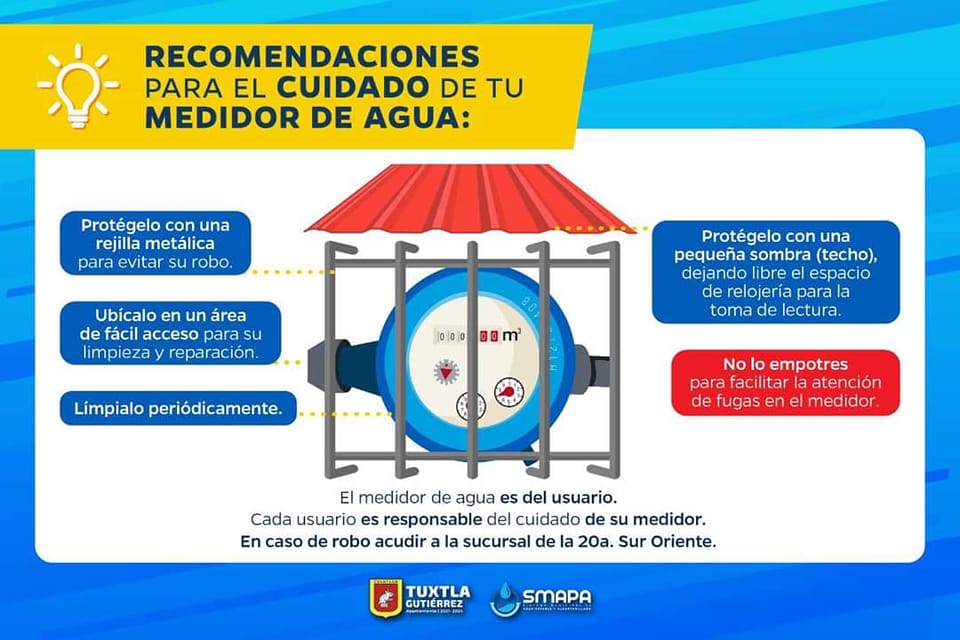 Recomendaciones para el cuidado de tu medidor de agua. SMAPA