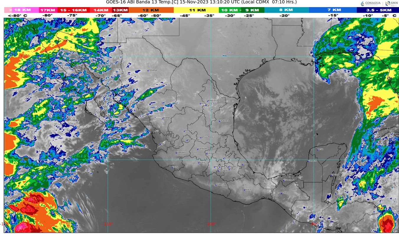 Pronóstico del tiempo para hoy miércoles 15 de noviembre de 2023.