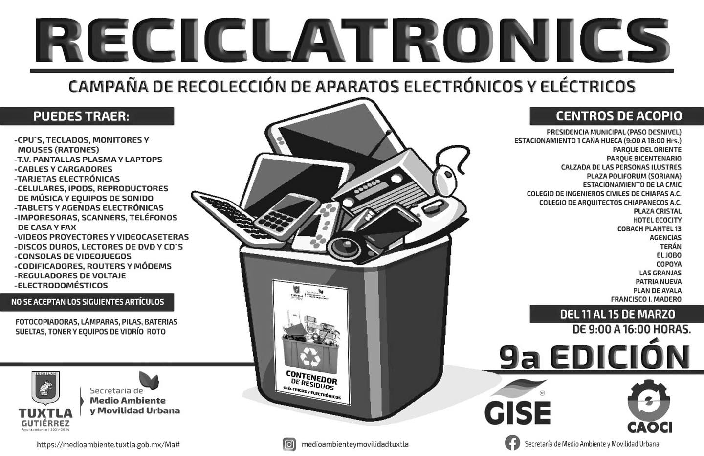 Campaña de Recopilación de Aparatos Electrónicos y Eléctricos en Tuxtla Gutiérrez